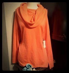 NY & Co Coral Cowl Neck Sweater Medium